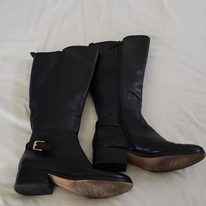 Cole Haan Tall Black Riding Boots,9B Wide Calf